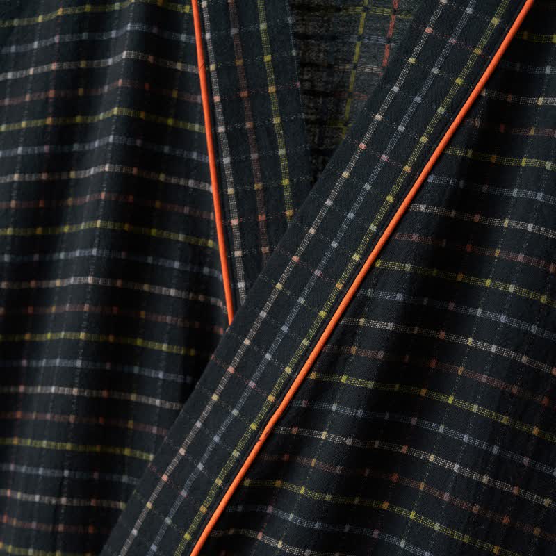 Plaid Organic Cotton Kimono Yukata Robe - image 4