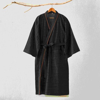 Plaid Organic Cotton Kimono Yukata Robe - image 1