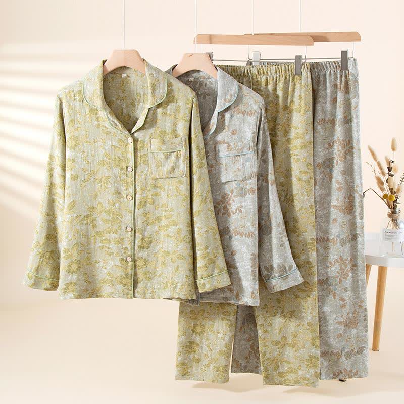 Pastoral Leaf Cotton Gauze Loungewear Set - image 0