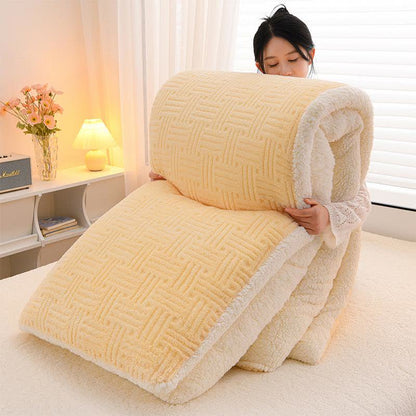 Geometric Striped Textured Sherpa Blanket - Yellow - Queen - image 5