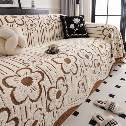 Floral Plush Sofa Throw Blanket - Khaki - 71" x 134" - image 6