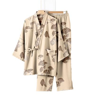 Large Ginkgo Leaf Cotton Kimono Pajamas - image 17