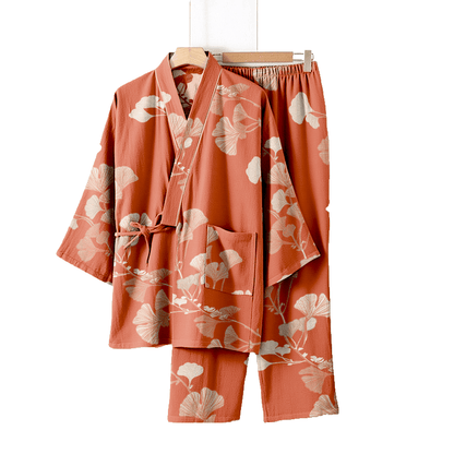 Large Ginkgo Leaf Cotton Kimono Pajamas - image 20