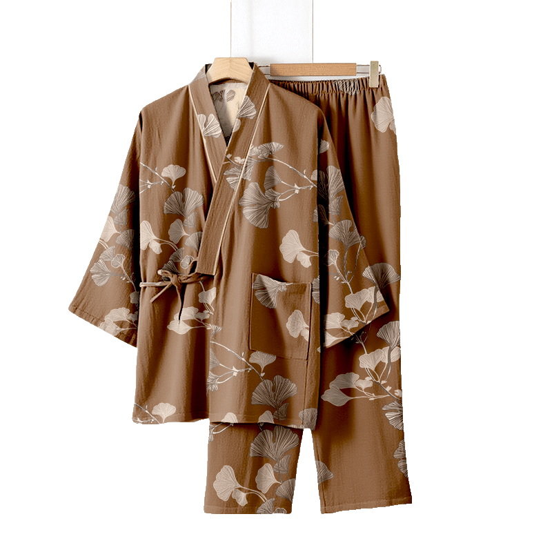 Large Ginkgo Leaf Cotton Kimono Pajamas - image 19