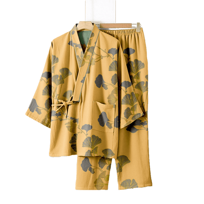 Large Ginkgo Leaf Cotton Kimono Pajamas - image 17