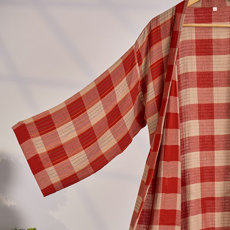 Ownkoti Classic Plaid Cotton Gauze Kimono Robe - image 2