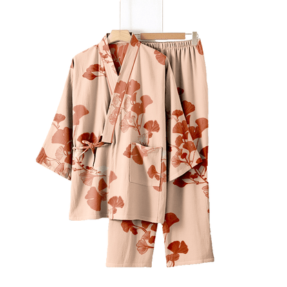Large Ginkgo Leaf Cotton Kimono Pajamas - image 22