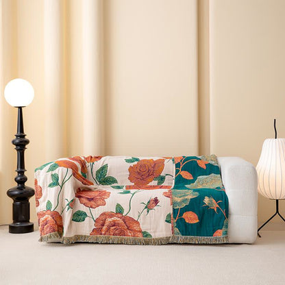 Rose Cotton Gauze Reversible Tassel Quilt - image 4