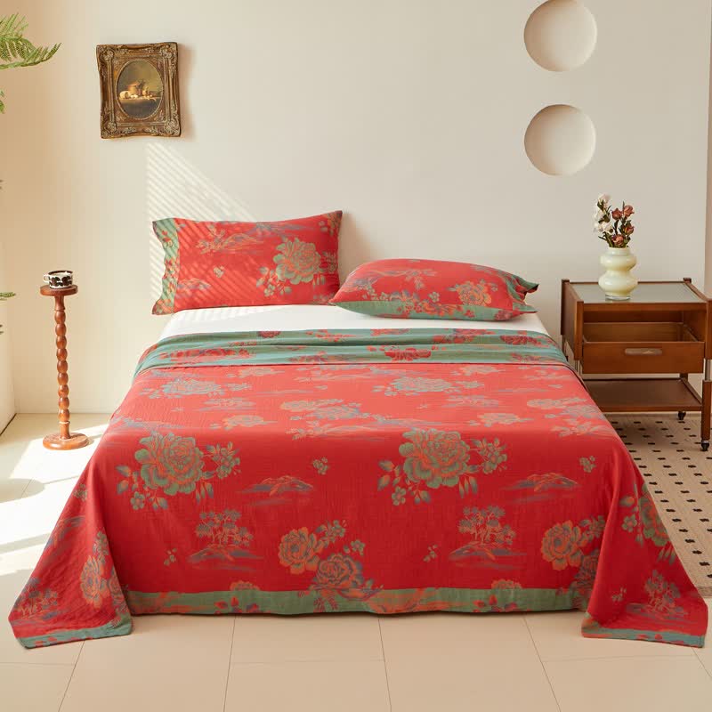 Luxurious Peony Jacquard Cotton Gauze Bedding  - image 6