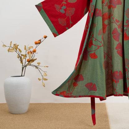 Ginkgo Leaf Organic Cotton Kimono Robe - image 16