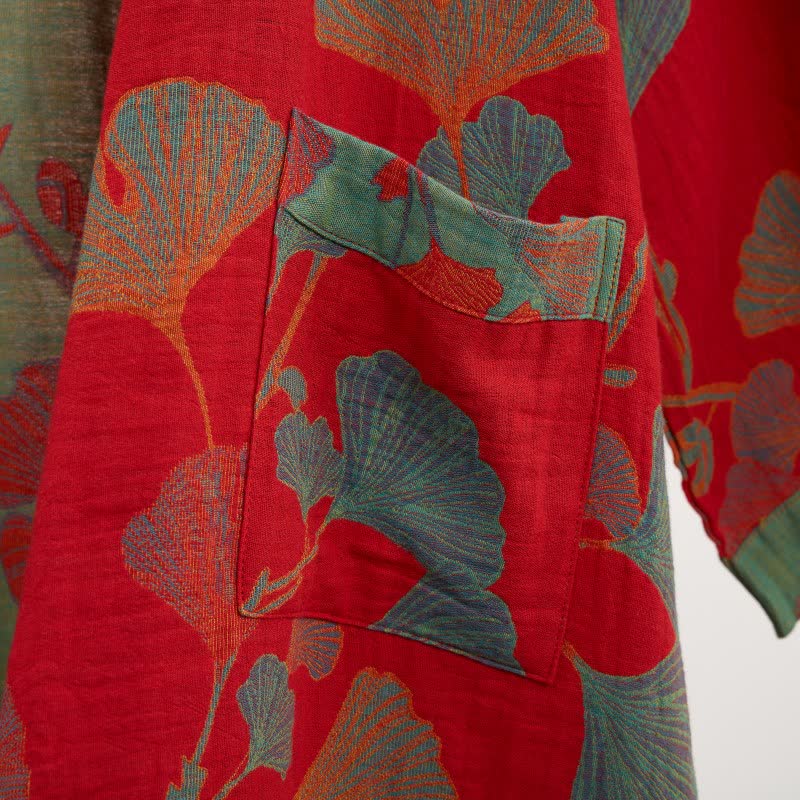 Ginkgo Leaf Organic Cotton Kimono Robe - image 17