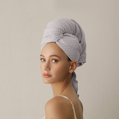 Breathable Antibacterial Hair Drying Towel Wrap - Purple - 2PCS - 26" x 39" - image 1