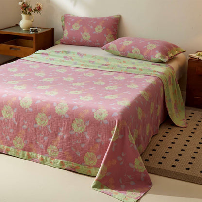 Elegant Floral Cotton Gauze Sheet Bedspread - Bedspread with 2PCS Pillowcases - King - image 0