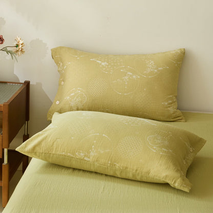 Vintage Jacquard Cotton Gauze Sheet Bedspread - 2PCS Pillowcases - 19" x 29" - image 2