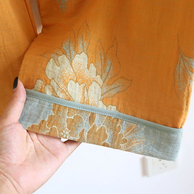 Oriental Style Peony Cotton Pajama Set - image 9