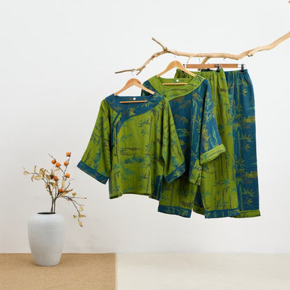 Bamboo Oriental Tassel Cotton Pajama Set - image 2