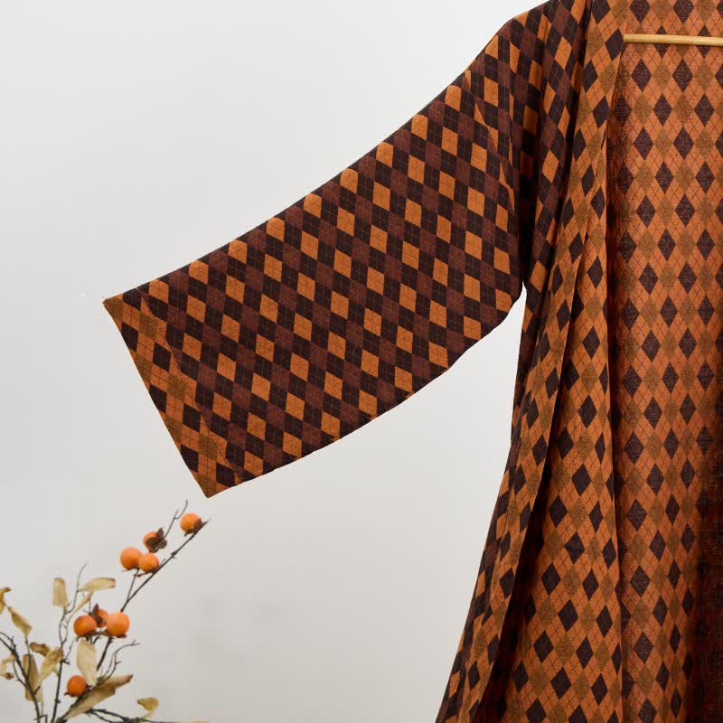 Diamond Plaid Cotton Gauze Kimono Robe - image 4