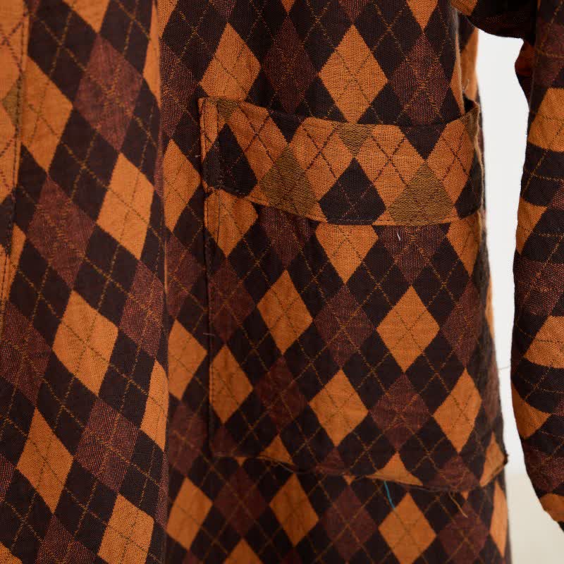 Diamond Plaid Cotton Gauze Kimono Robe - image 5