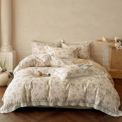 Ruffled Floral Cotton Bedding Set - image 1