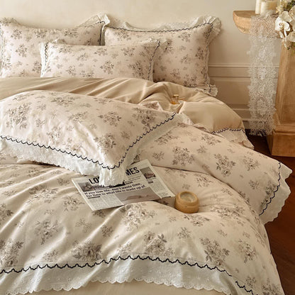 Ruffled Floral Cotton Bedding Set - image 3