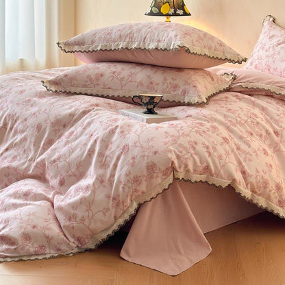 Vintage Floral Cotton Lace Bedding Set - image 6