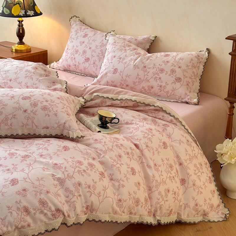 Vintage Floral Cotton Lace Bedding Set - image 2