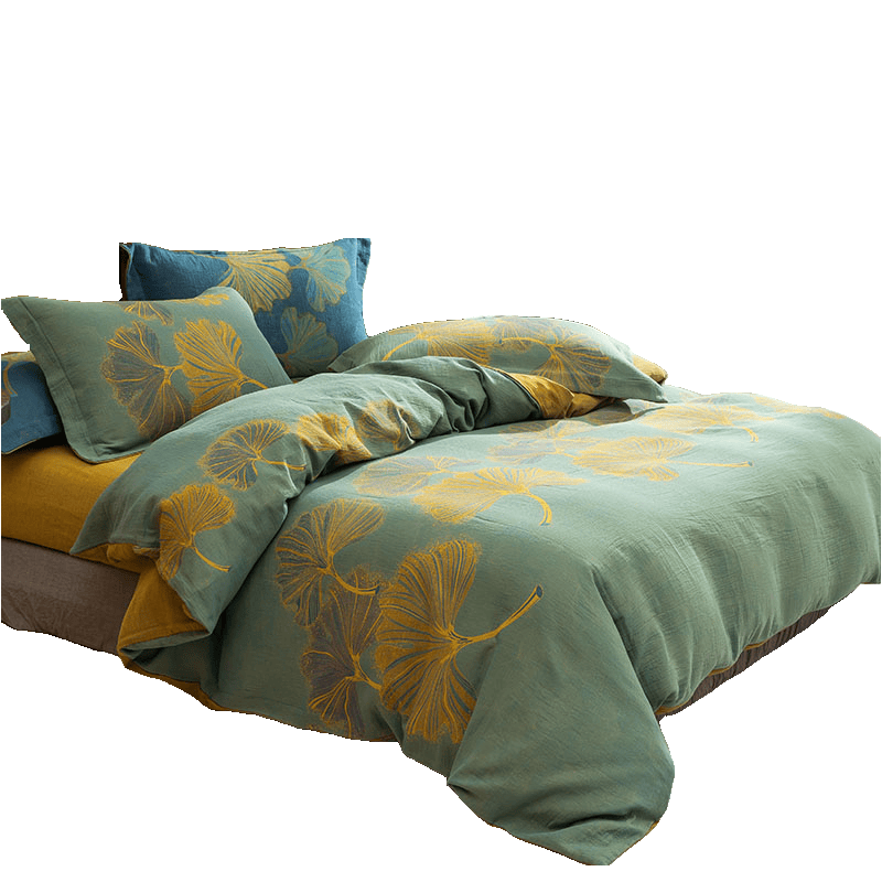 Ginkgo Jacquard Cotton Reversible Doona Covers Bedding Set(4PCS) - image 12