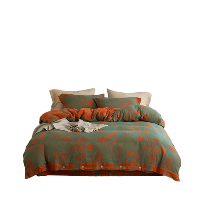 Button Ginkgo Leaf Cotton Gauze Bedding Set (4PCS) - image 31