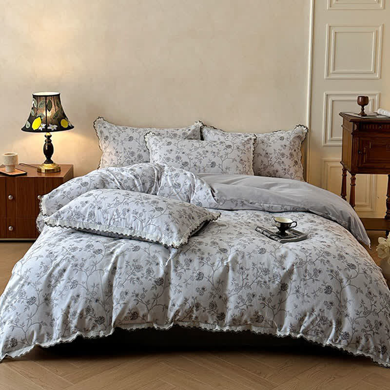 Vintage Floral Cotton Lace Bedding Set - image 10