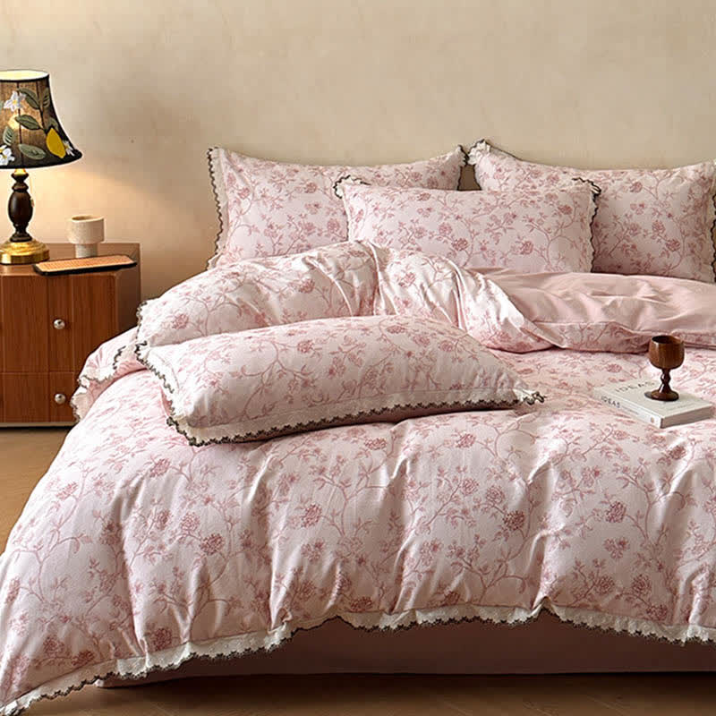 Vintage Floral Cotton Lace Bedding Set - image 1