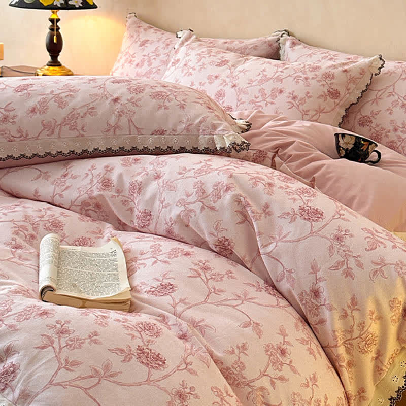 Vintage Floral Cotton Lace Bedding Set - image 4