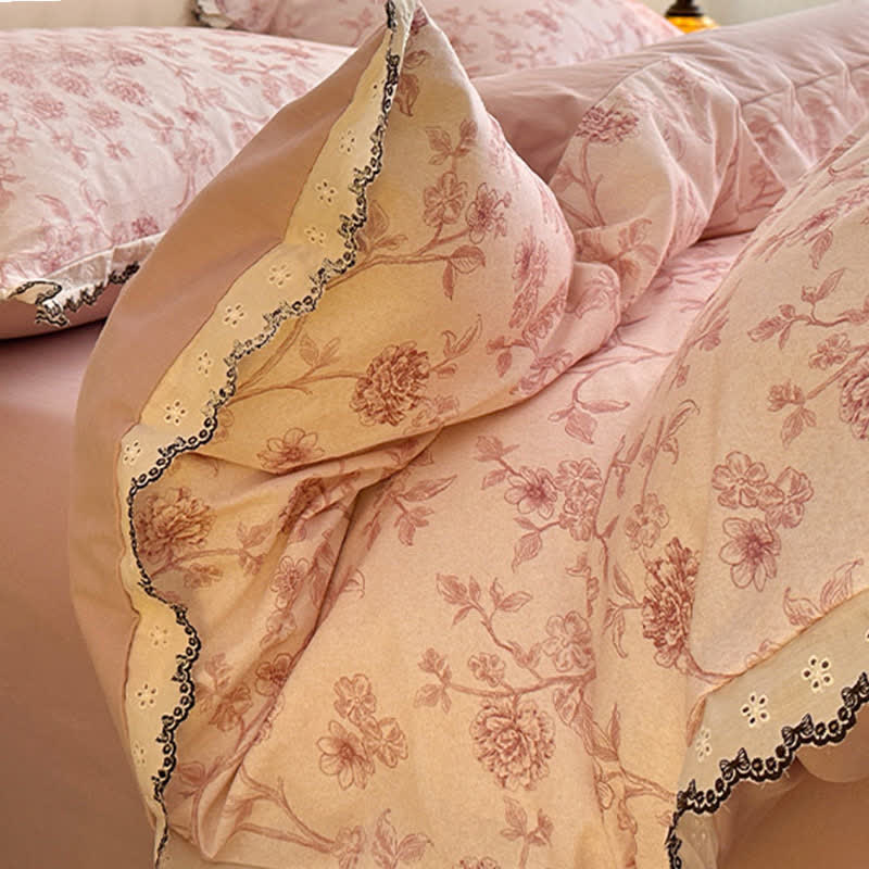 Vintage Floral Cotton Lace Bedding Set - image 7