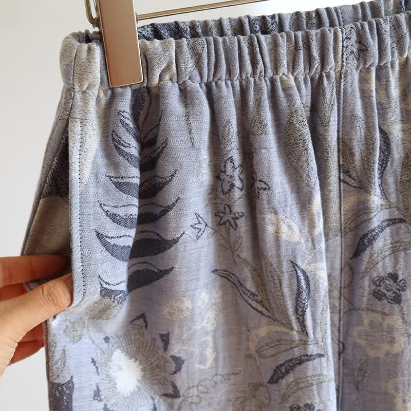 Oriental-Inspired Floral Cotton Gauze Pajama Set - image 6