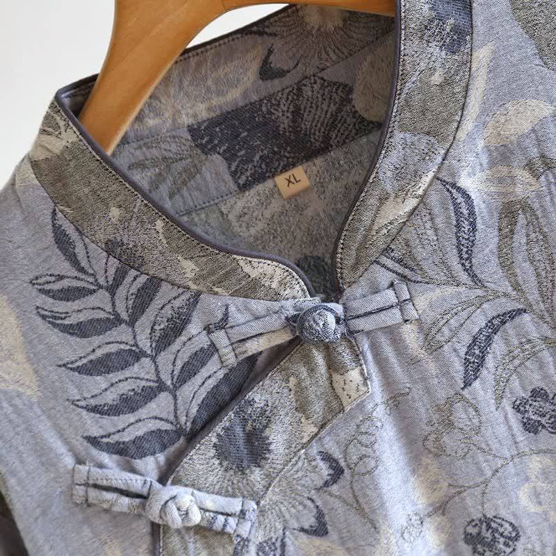 Oriental-Inspired Floral Cotton Gauze Pajama Set - image 2