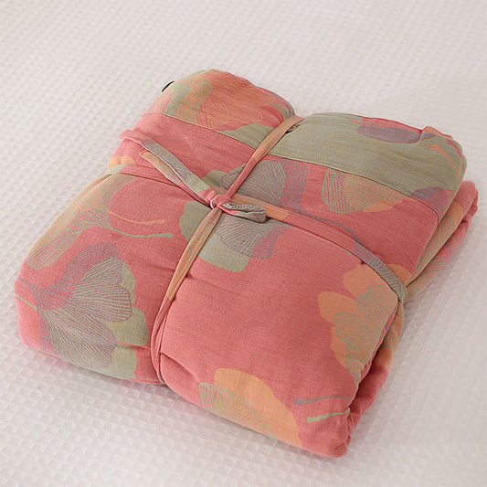 Natural Ginkgo Leaf Cotton Sheet Coverlet - Pink - 2PCS Pillowcases - 19" x 29" - image 0