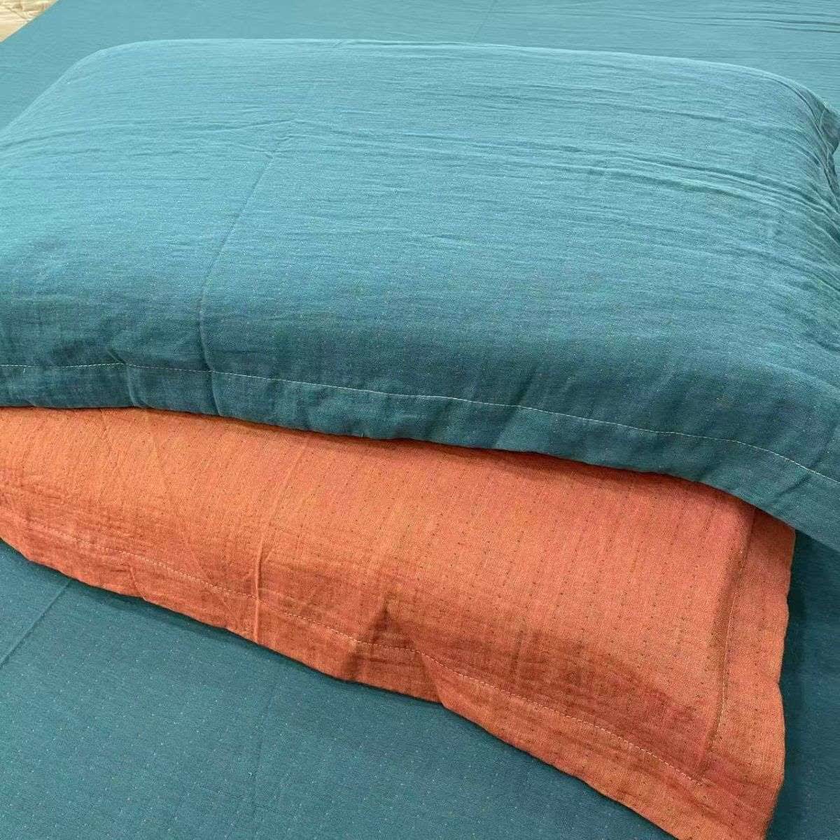 Minimalist Reversible Cotton Gauze Bedding - Lake Blue - 2PCS Pillowcases - 19" x 29" - image 13