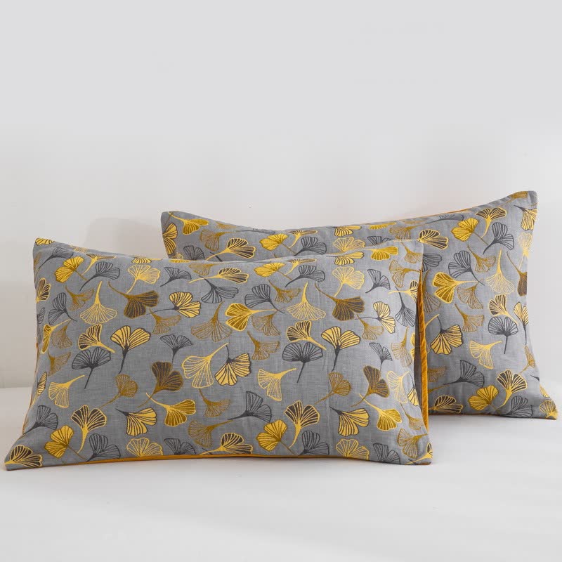 Ginkgo Biloba Organic Cotton Quilt - Grey - 2PCS Pillowcases - 20" x 36" - image 57