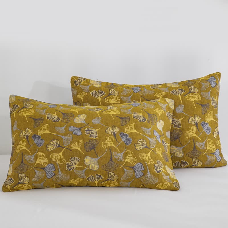 Ginkgo Biloba Organic Cotton Quilt - Yellow - 2PCS Pillowcases - 20" x 36" - image 7