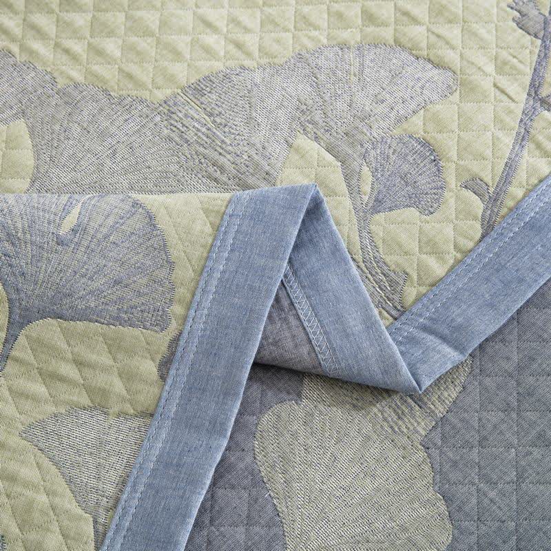 Ginkgo Inspired Natural Cotton Reversible Quilt - image 21