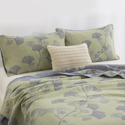 Ginkgo Inspired Natural Cotton Reversible Quilt - image 16