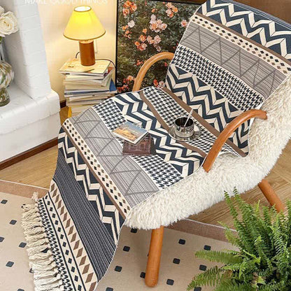 Geometric Tassel Cotton Linen Functional Mat - image 1