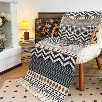 Geometric Tassel Cotton Linen Functional Mat - image 3