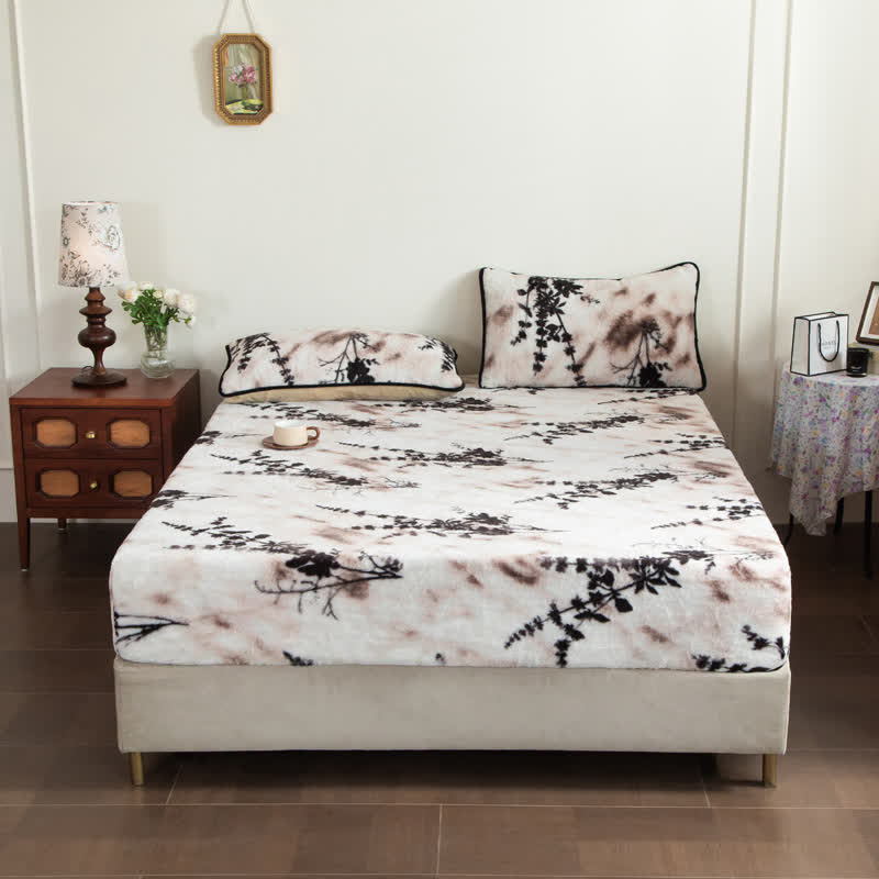 Branch Leaf Plush Fitted Sheet Blanket - Fitted Sheet - King - image 2