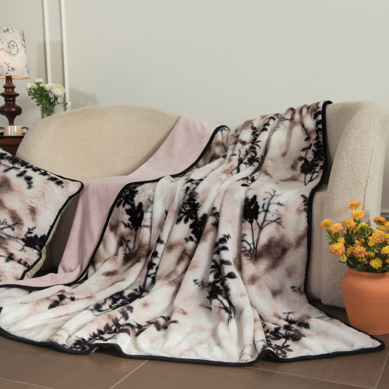 Branch Leaf Plush Fitted Sheet Blanket - image 1