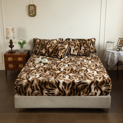 Tiger Stripe Plush Fitted Sheet Blanket - Fitted Sheet - King - image 2