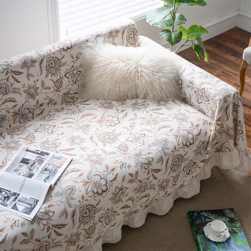 Vintage Flower Ruffled Sofa Throw Blanket - image 5