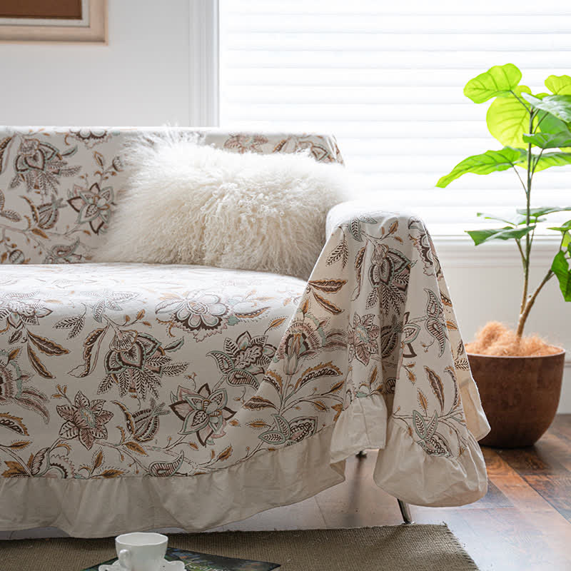 Vintage Flower Ruffled Sofa Throw Blanket - image 4