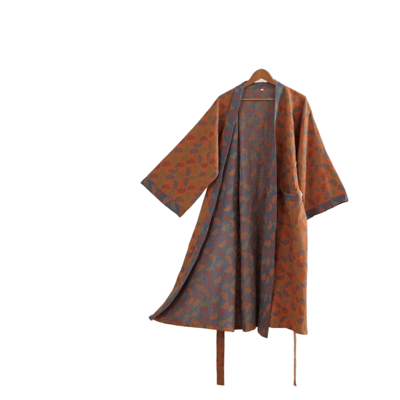 Ginkgo Biloba Cotton Gauze Japanese Robe - image 15