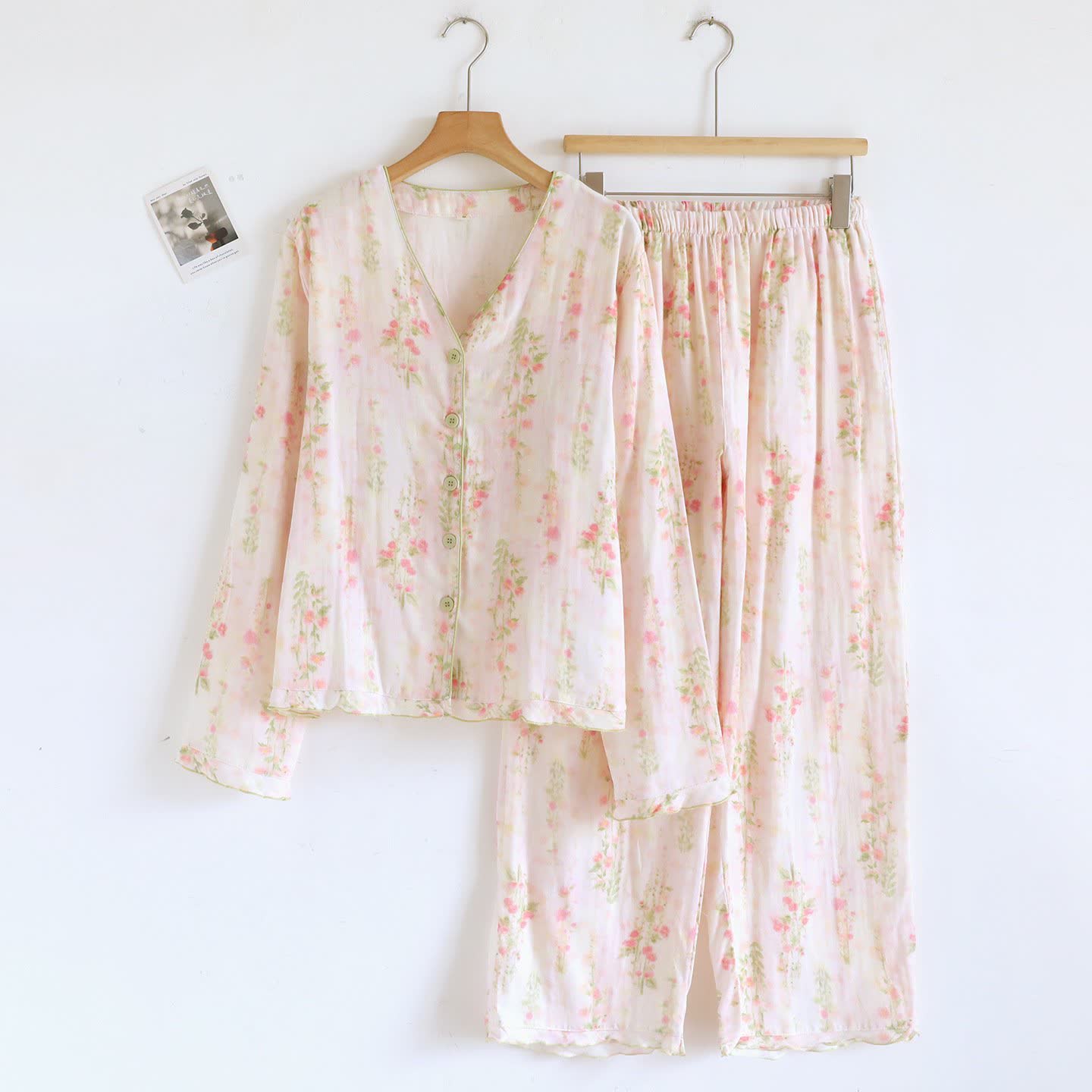 Pink Rose Cotton Gauze Loungewear Set - XL - image 0