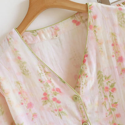 Pink Rose Cotton Gauze Loungewear Set - image 5